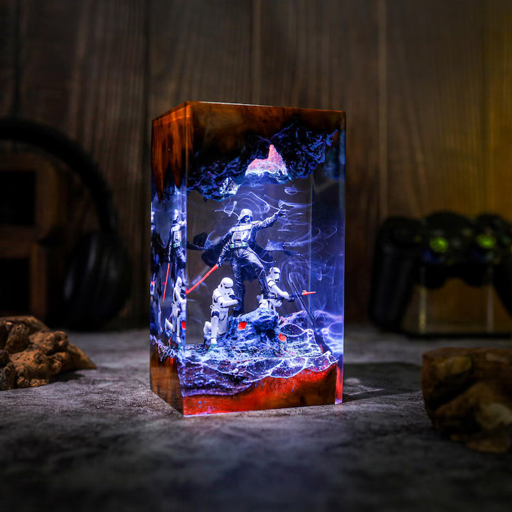 The Mand.al.orian Diorama Resin Lamp | Custom Star Wars Darth Lord Vader Night Light Desk Decor | Unique Christmas &amp;amp; Custom Gift