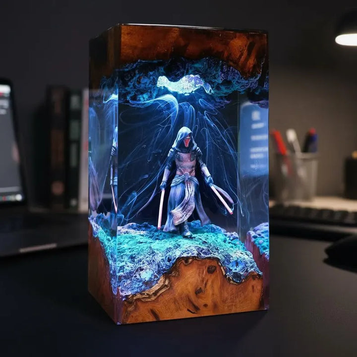 The Mand.al.orian Diorama Resin Lamp | Custom Star Wars Darth Lord Vader Night Light Desk Decor | Unique Christmas &amp;amp; Custom Gift