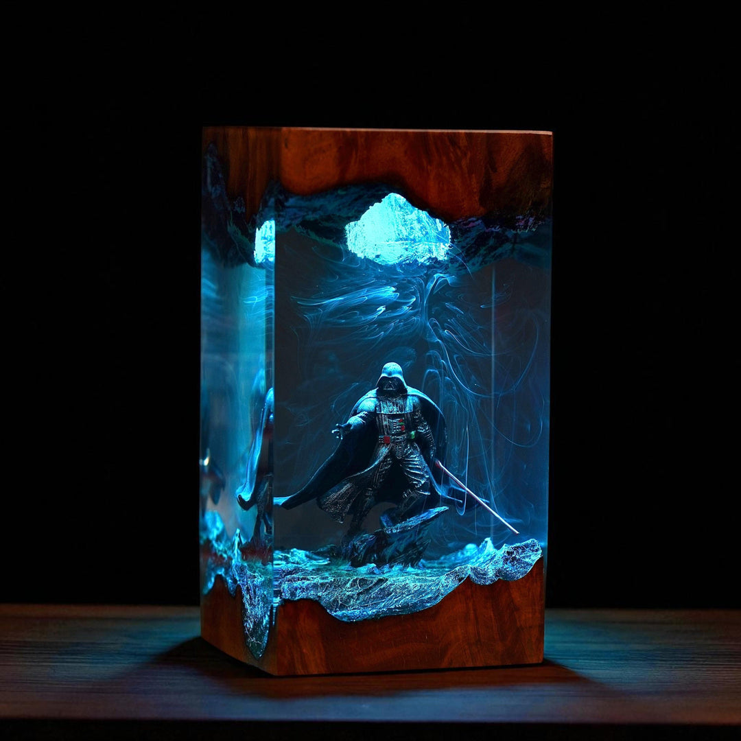 The Mand.al.orian Diorama Resin Lamp | Custom Star Wars Darth Lord Vader Night Light Desk Decor | Unique Christmas &amp;amp; Custom Gift