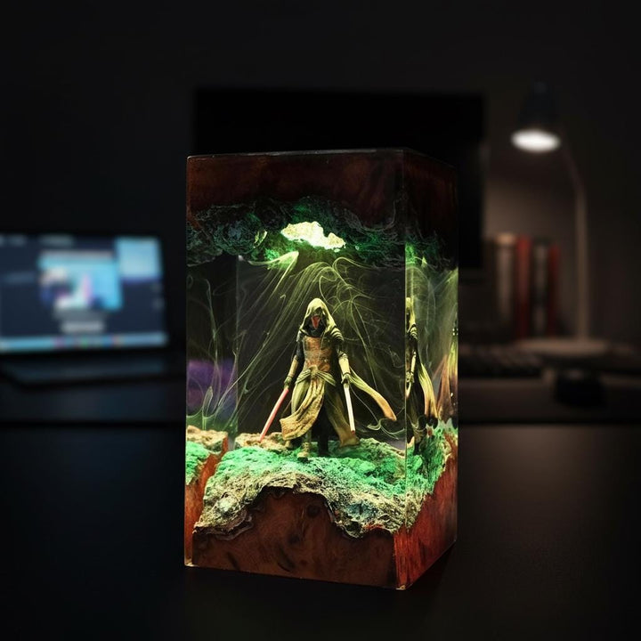 The Mand.al.orian Diorama Resin Lamp | Custom Star Wars Darth Lord Vader Night Light Desk Decor | Unique Christmas &amp;amp; Custom Gift