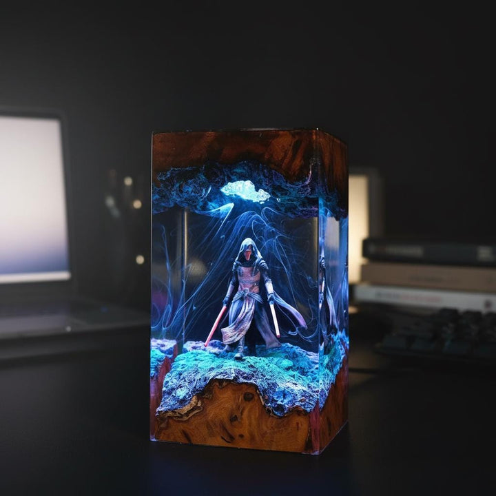 The Mand.al.orian Diorama Resin Lamp | Custom Star Wars Darth Lord Vader Night Light Desk Decor | Unique Christmas &amp;amp; Custom Gift