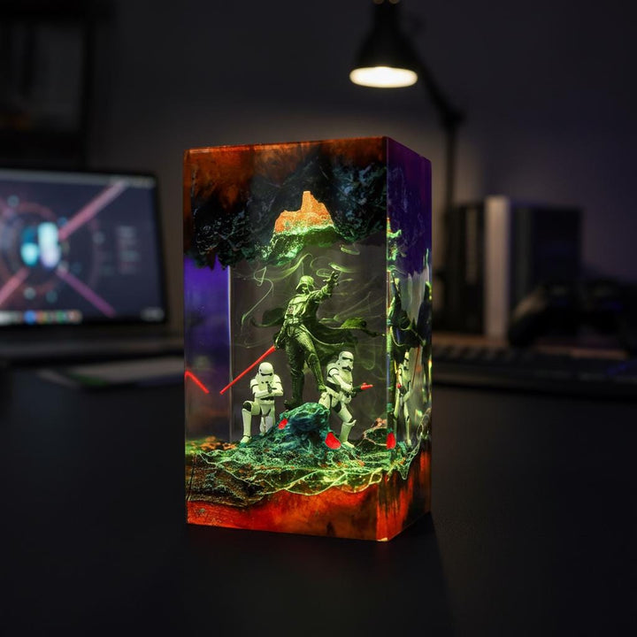 The Mand.al.orian Diorama Resin Lamp | Custom Star Wars Darth Lord Vader Night Light Desk Decor | Unique Christmas &amp;amp; Custom Gift