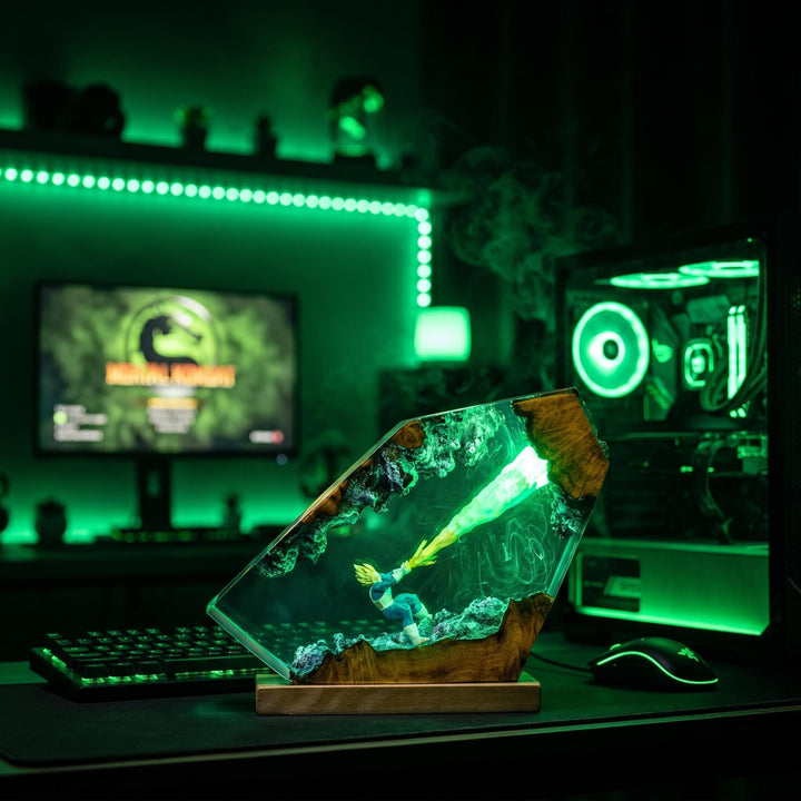 V3geta Super Saiyan Prince Resin Lamp – Dr4gon Ball Epoxy Night Light, DBZ Handmade Wood LED Art, Anime Gaming Gift For Him