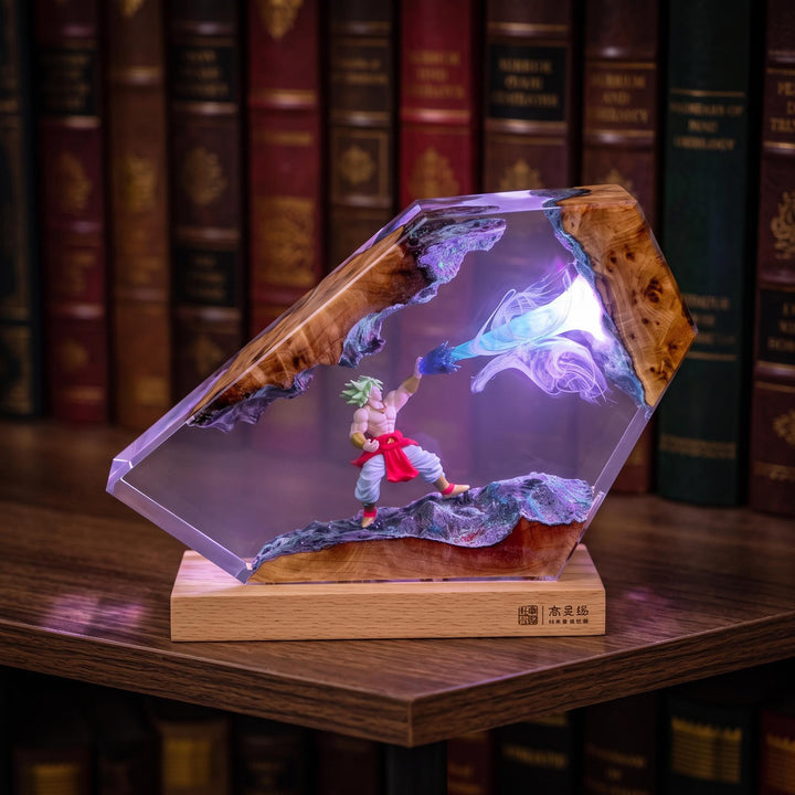 BroIy Legendary Super Saiyan Resin Lamp - Drag0n Ba11 Z Epoxy Night Light Tower, Handmade Burl Wood Resin Art, Drag0n Ba11 Gift For Him