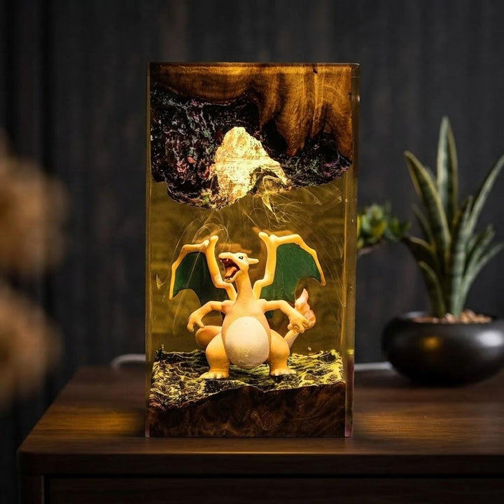 Plkachu Autumn Forest Resin Lamp – P0kemon Cute Electric Epoxy Night Light Tower, Handmade Wood Resin Art, P0kemon Gift For Her