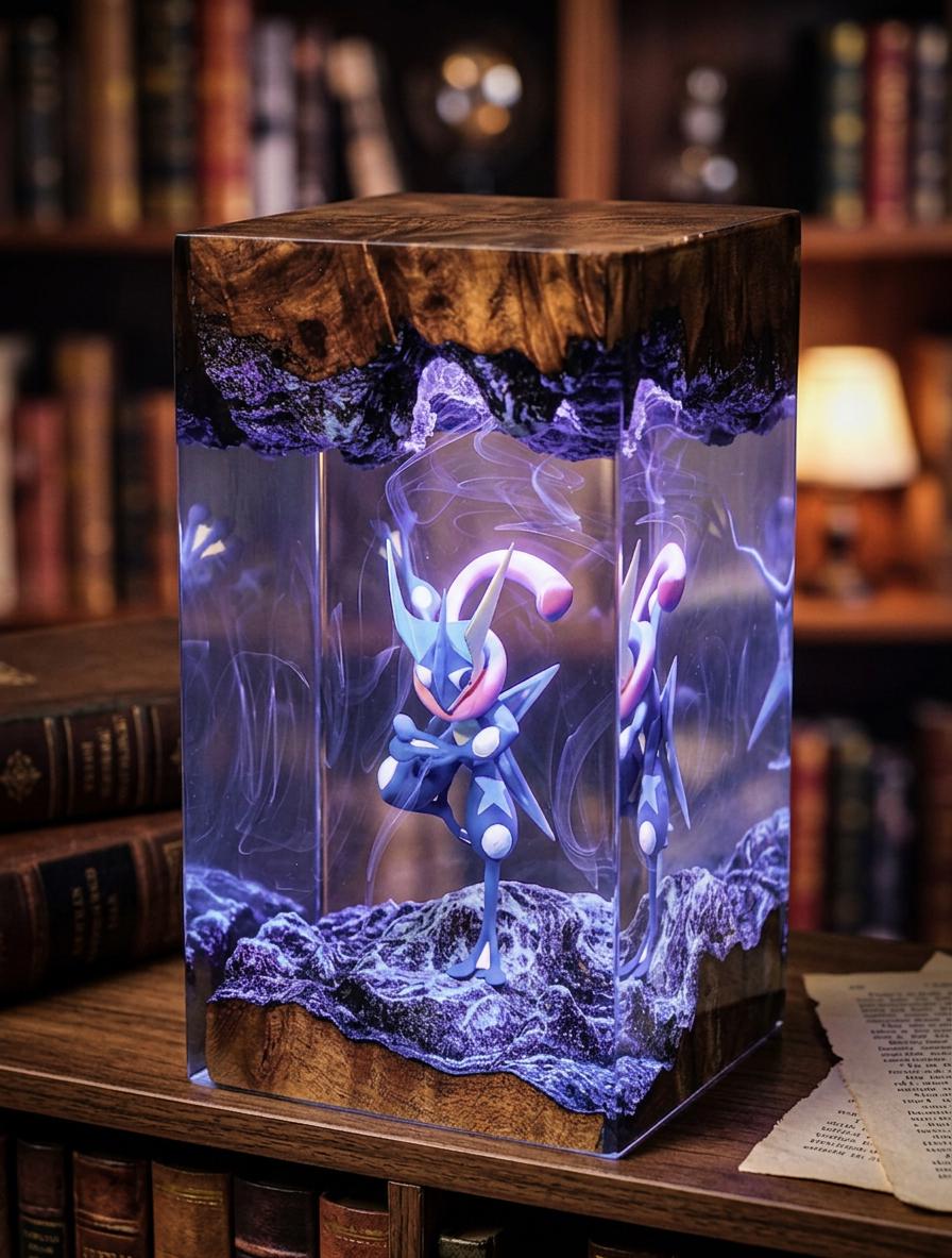 Plkachu Autumn Forest Resin Lamp – P0kemon Cute Electric Epoxy Night Light Tower, Handmade Wood Resin Art, P0kemon Gift For Her