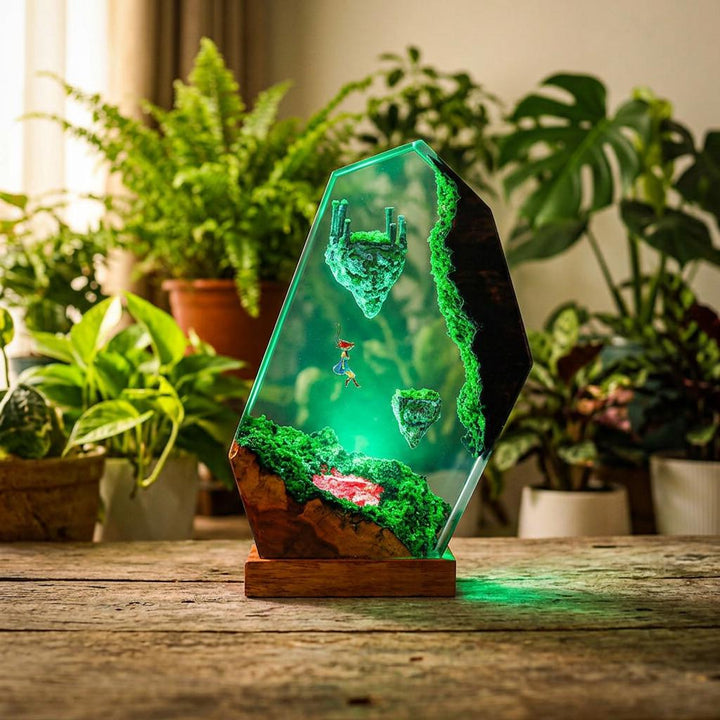 Zelda Resin Lamp – Floating Islands Fantasy Sky Ruins Epoxy Night Light, Handmade Wood Resin Art, Zelda Gaming Gift