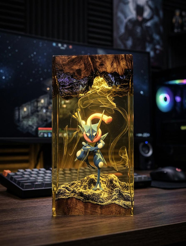 Plkachu Autumn Forest Resin Lamp – P0kemon Cute Electric Epoxy Night Light Tower, Handmade Wood Resin Art, P0kemon Gift For Her