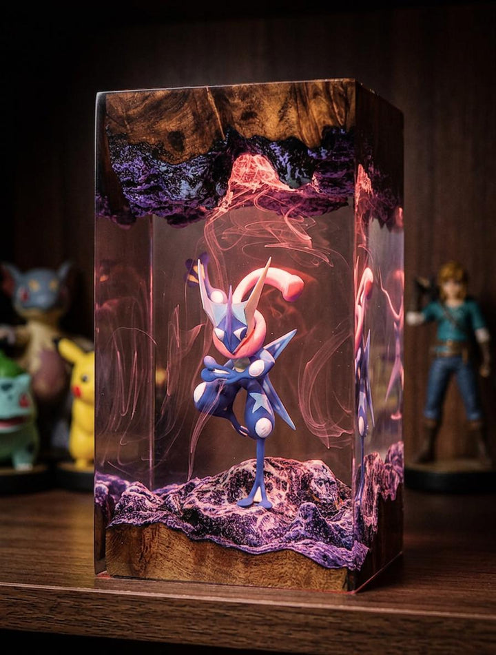Plkachu Autumn Forest Resin Lamp – P0kemon Cute Electric Epoxy Night Light Tower, Handmade Wood Resin Art, P0kemon Gift For Her