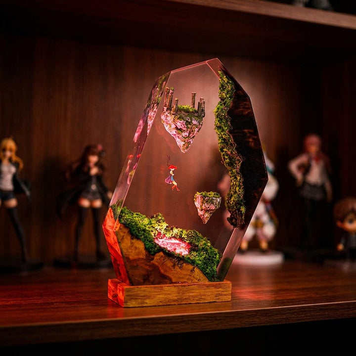 Zelda Resin Lamp – Floating Islands Fantasy Sky Ruins Epoxy Night Light, Handmade Wood Resin Art, Zelda Gaming Gift