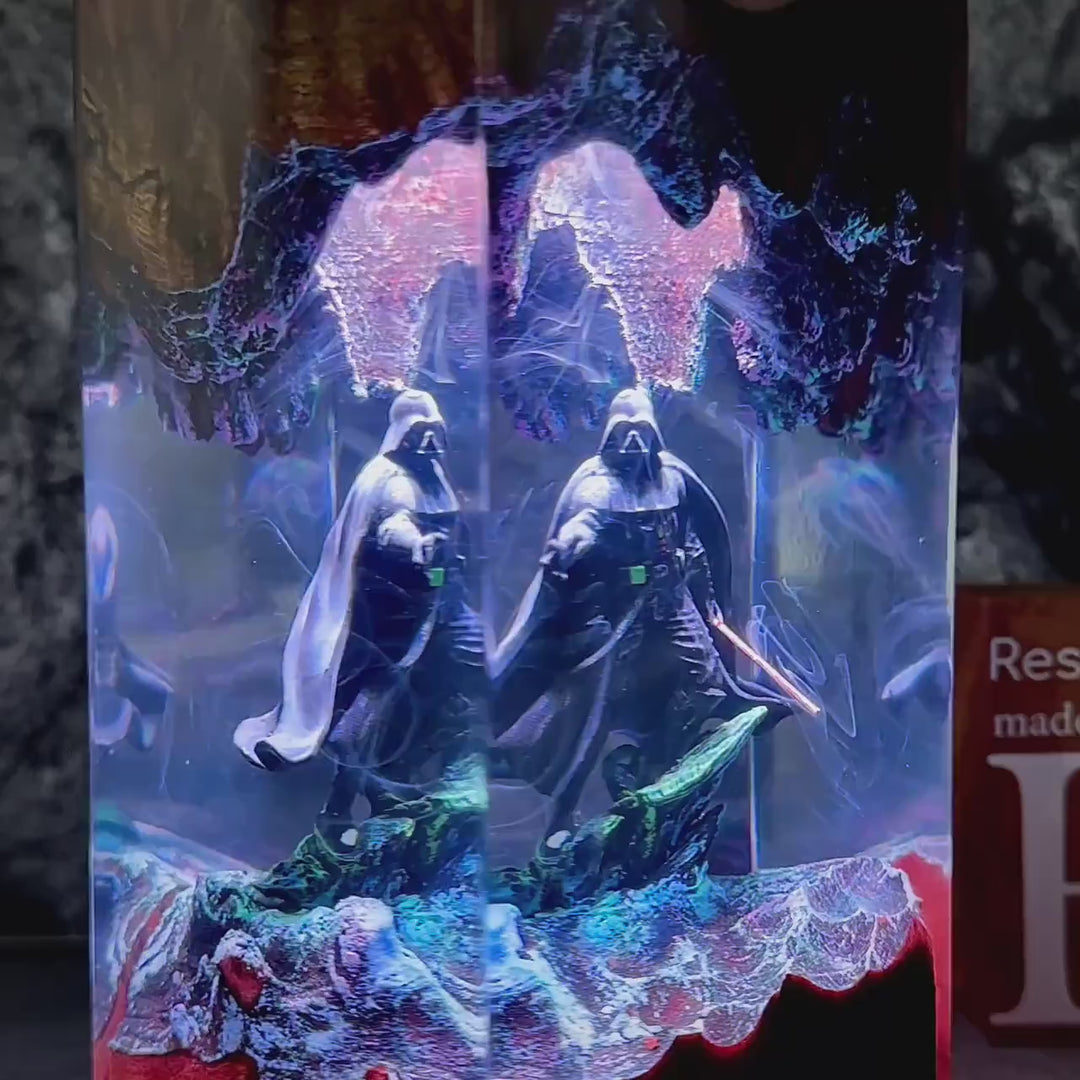 The Mand.al.orian Diorama Resin Lamp | Custom Star Wars Darth Lord Vader Night Light Desk Decor | Unique Christmas &amp;amp; Custom Gift