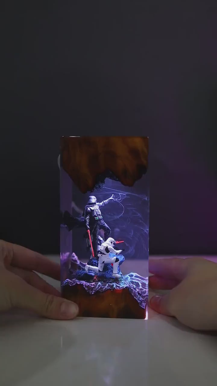 The Mand.al.orian Diorama Resin Lamp | Custom Star Wars Darth Lord Vader Night Light Desk Decor | Unique Christmas &amp;amp; Custom Gift